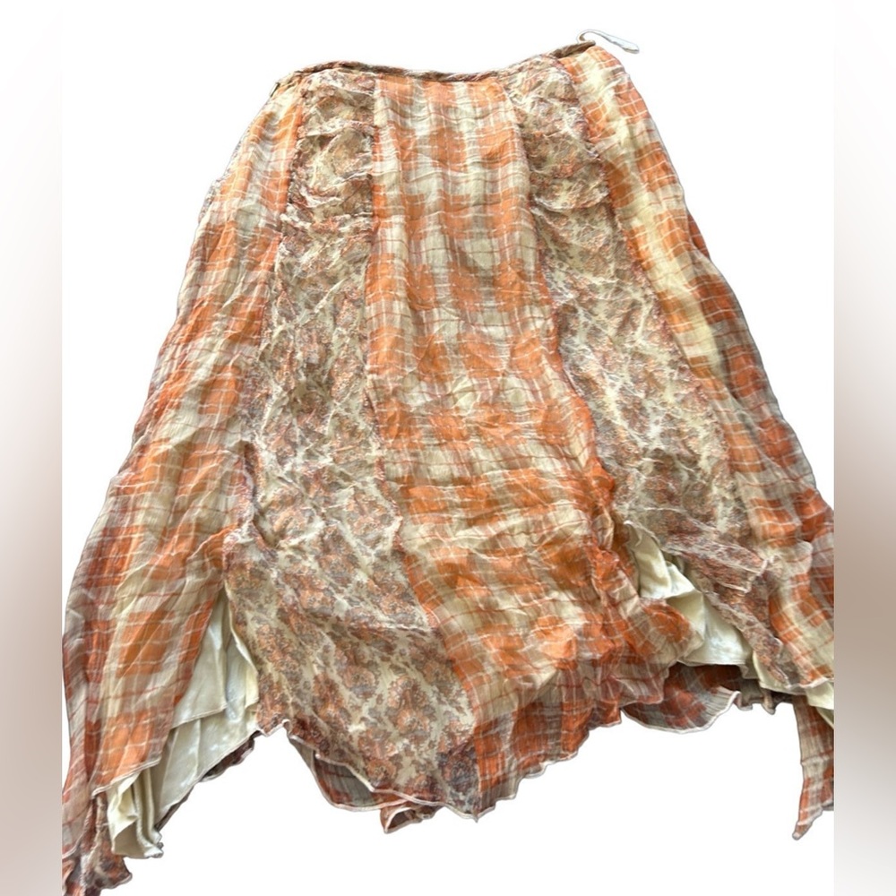 April Cornell vintage multi colored floral and plaid print skirt size small